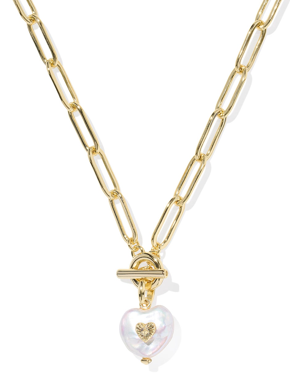 Collar de corazón Kendra Scott Sasha de baño de oro 14 K