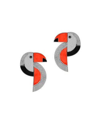 Aretes de pájaro de plata P 925 con acabado brillante Aretes de pájaro de plata P 925 con acabado brillante