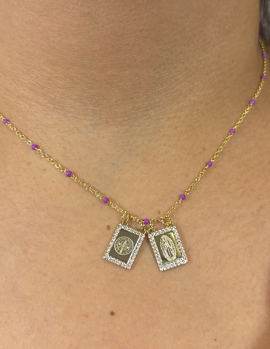 Collar San Benito  Religiosos baño de oro 14 k 3
