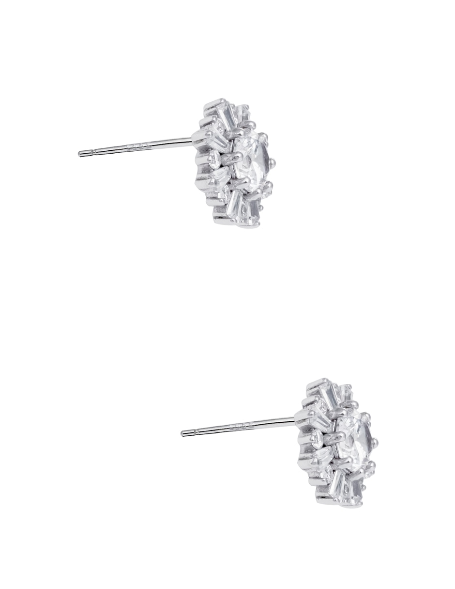 Aretes cortos de copo de nieve de plata P 925 con acabado pavé zirconia 2