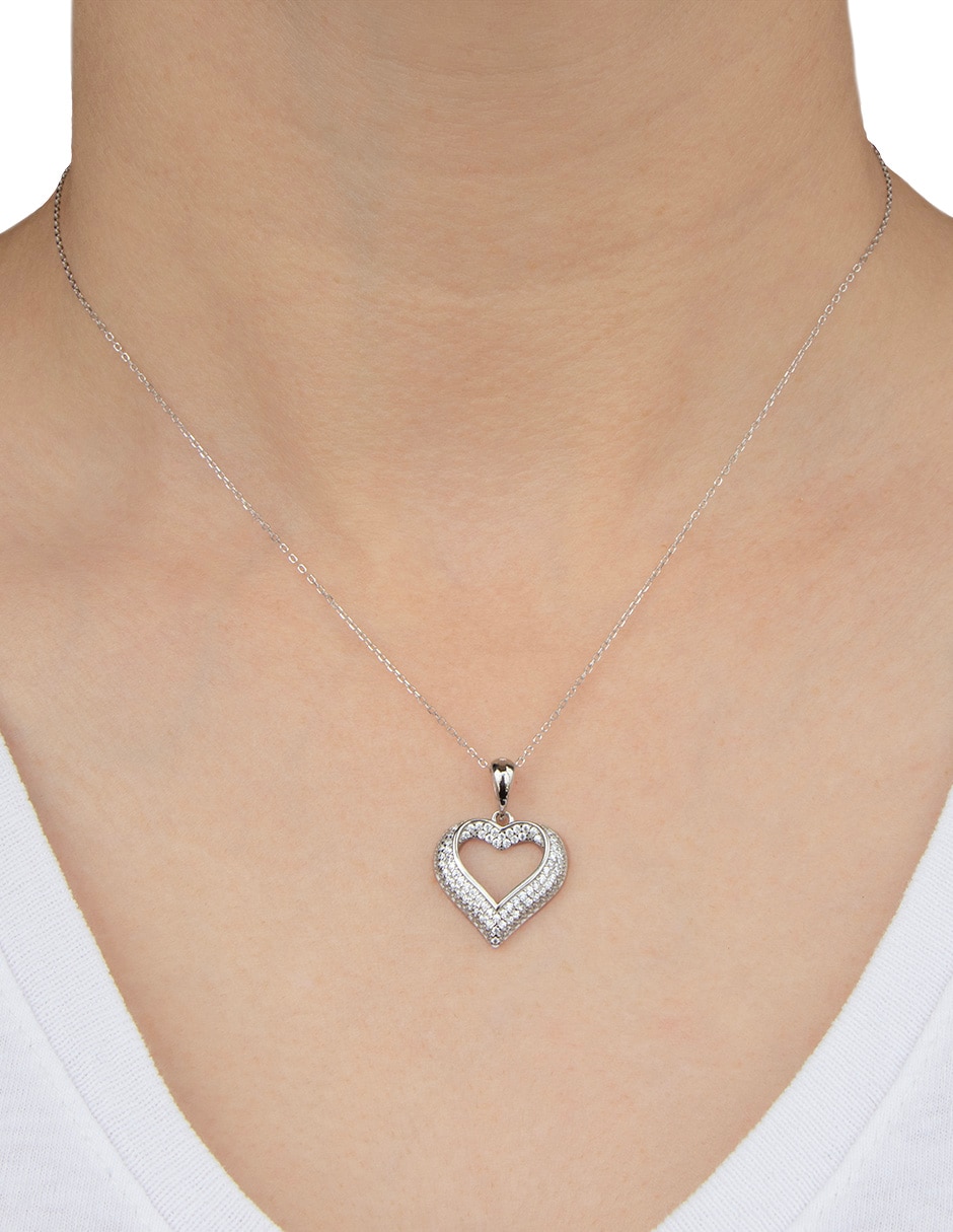 Collar con dije de corazón Carré de plata P 925 Collar con dije de corazón Carré de plata P 925