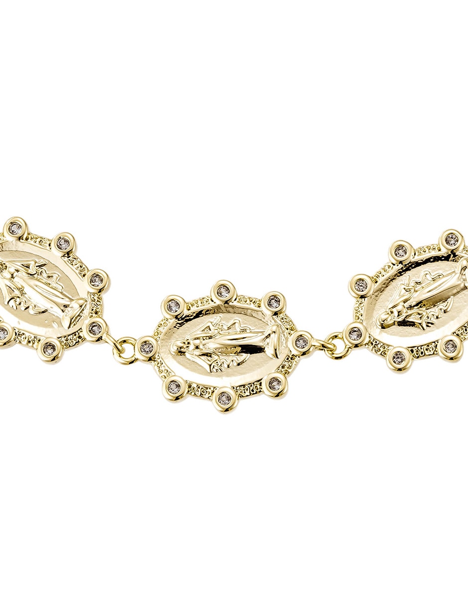 Pulsera 14 k Religiosos con acabado baño de oro 3