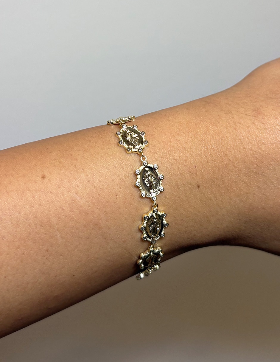 Pulsera 14 k Religiosos con acabado baño de oro 2