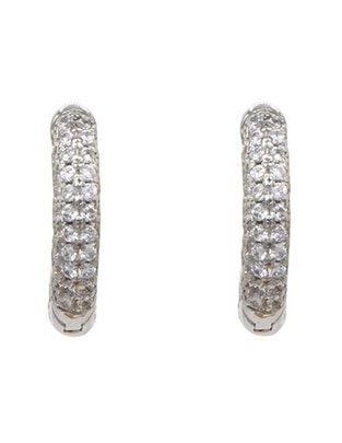 Huggies de plata p 925 con acabado pavé zirconia Huggies de plata p 925 con acabado pavé zirconia