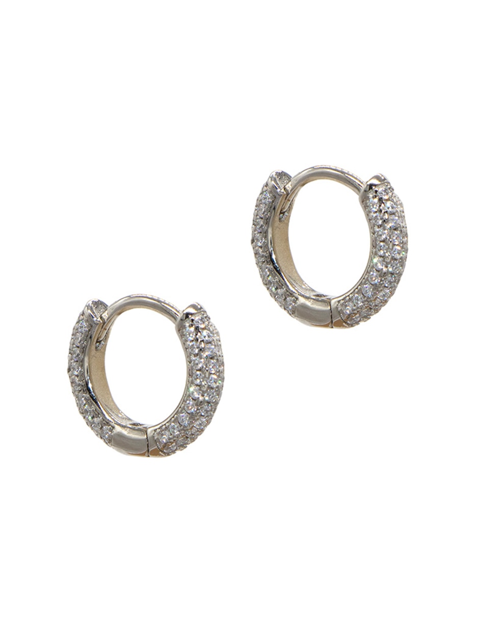 Huggies de plata p 925 con acabado pavé zirconia