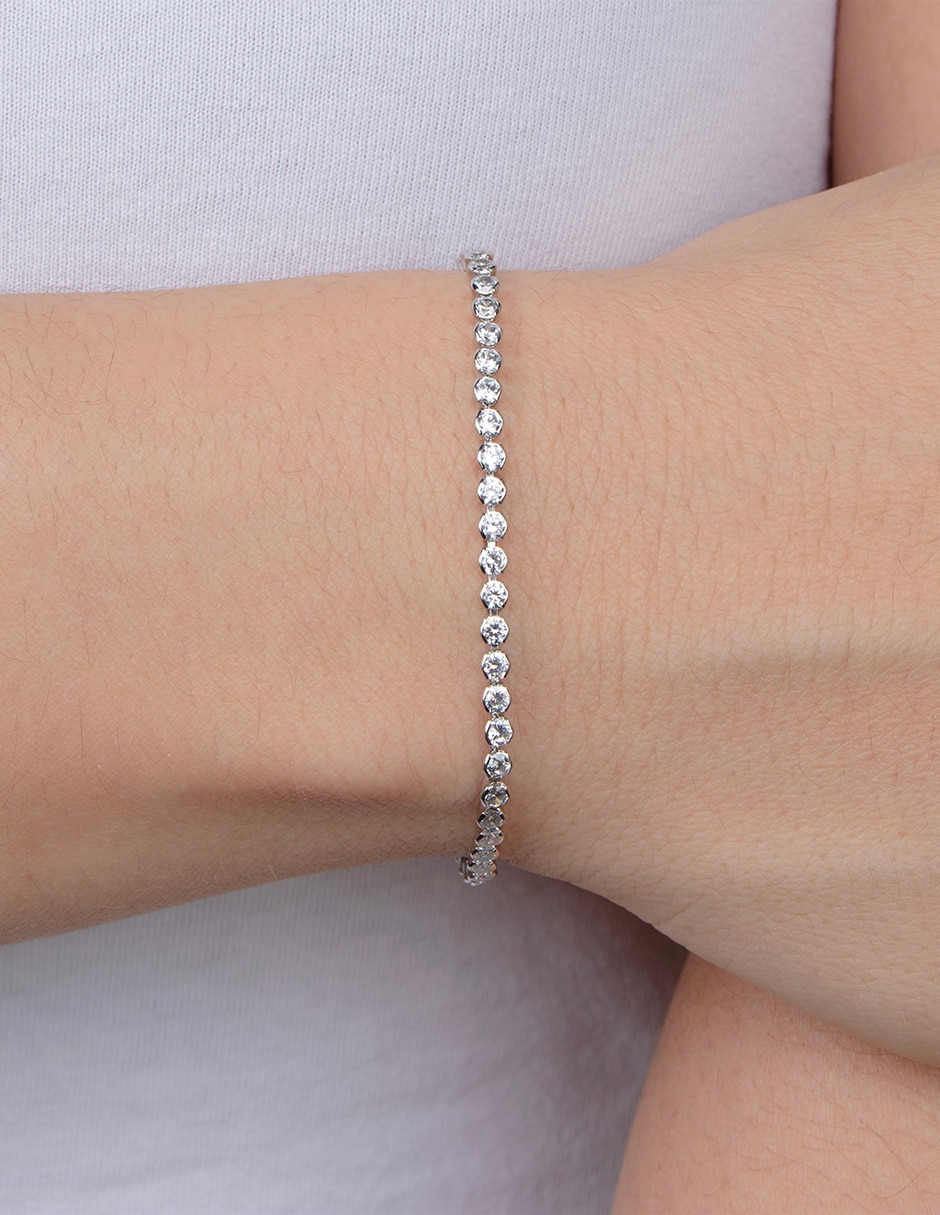 Pulsera de plata con zirconia P 925 acabado baño de rodio 3