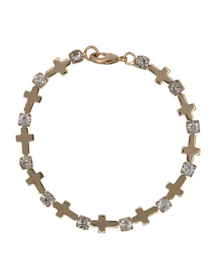 Pulsera con zirconia cúbica Cruz acabado pulido