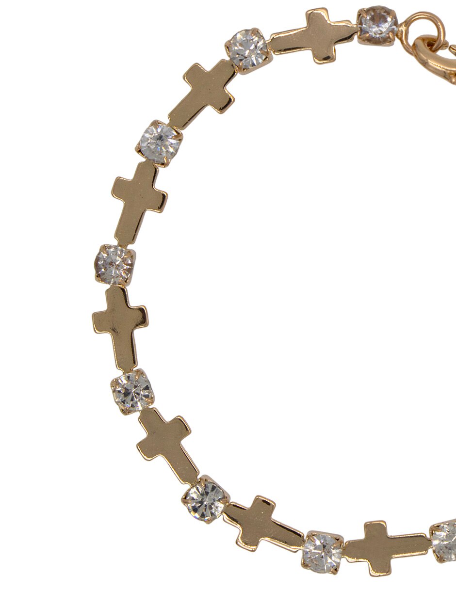 Pulsera con zirconia cúbica Cruz acabado pulido 2