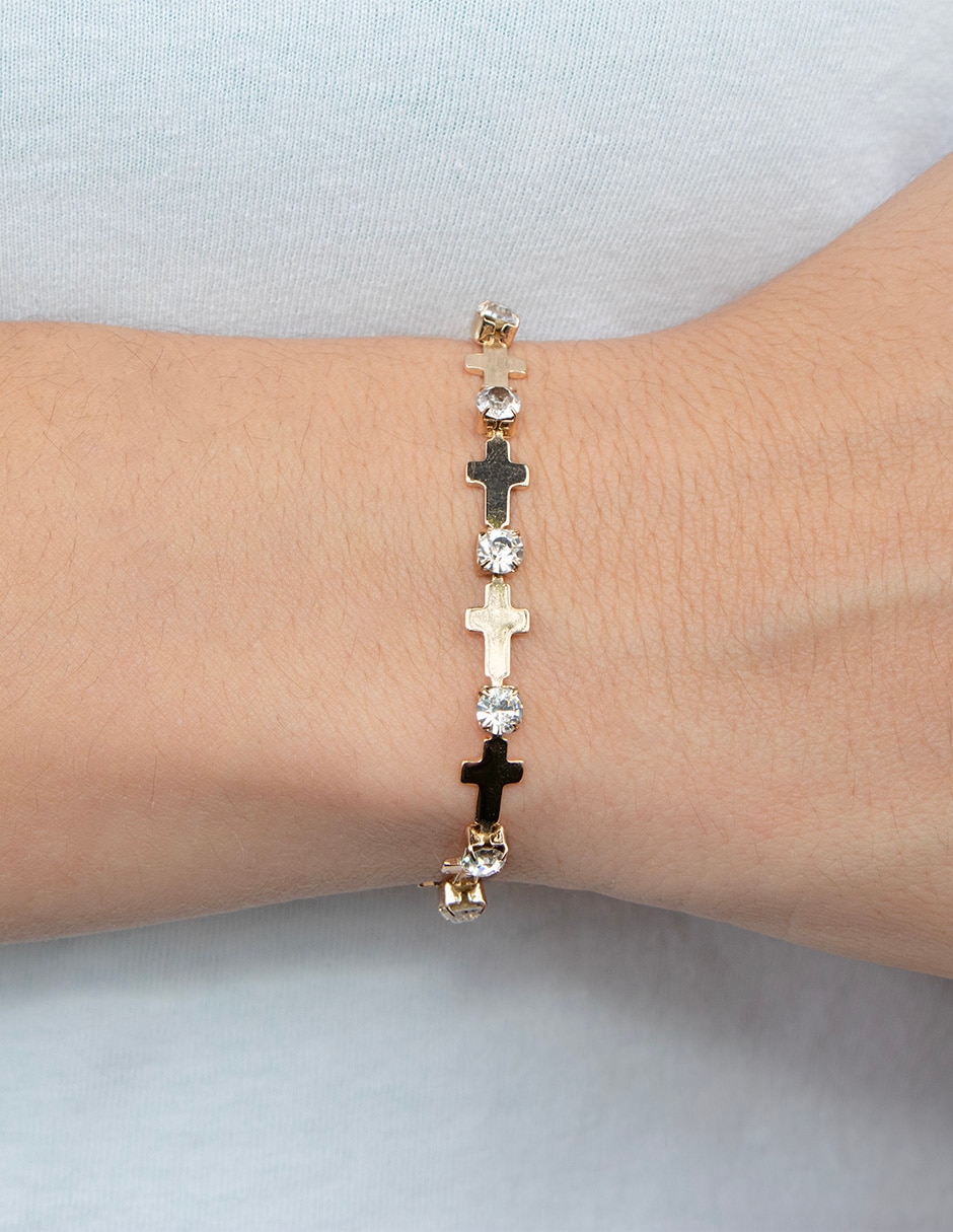 Pulsera con zirconia cúbica Cruz acabado pulido 3