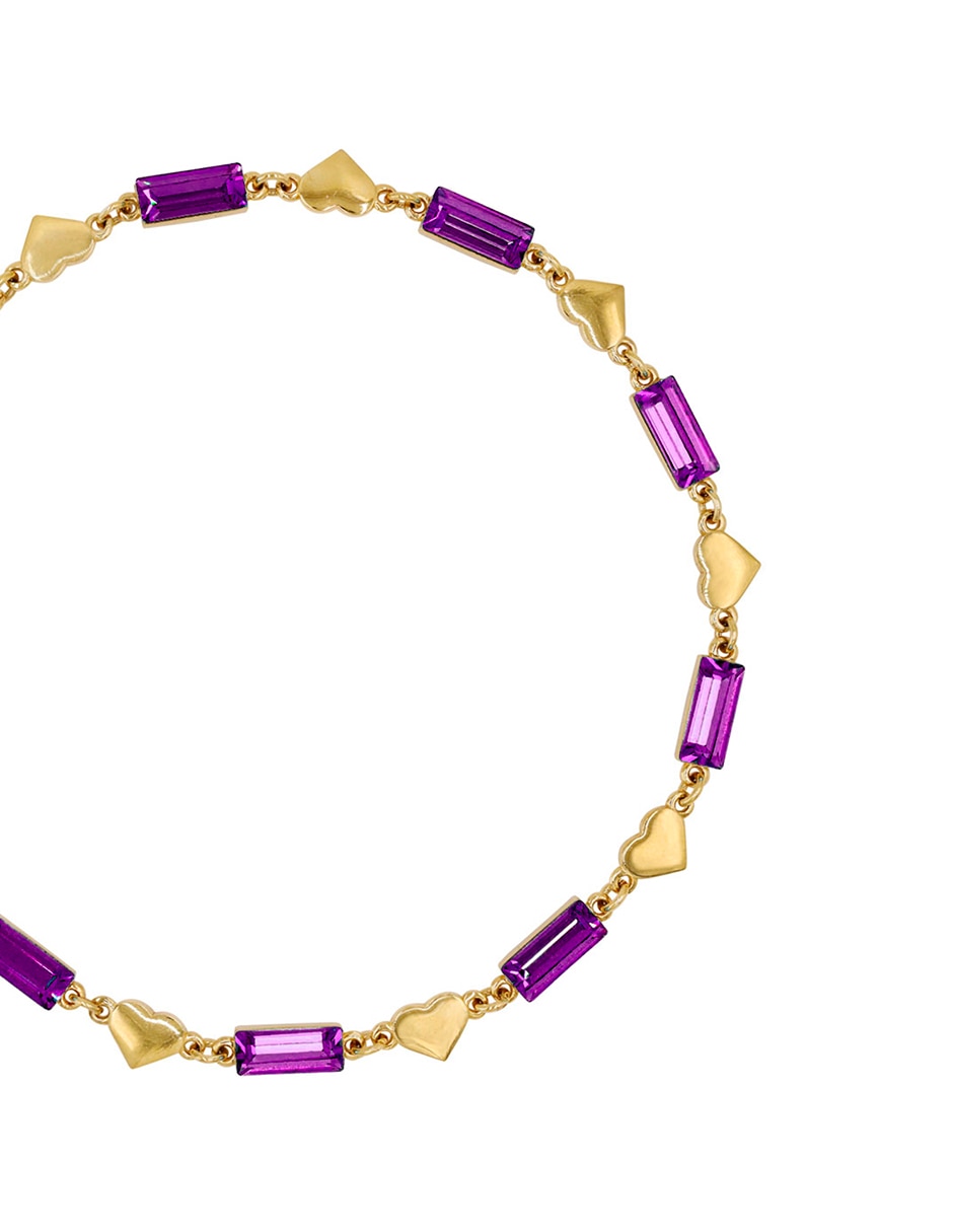 Pulsera mossimo con cristal baguette amatista con acabado pulido