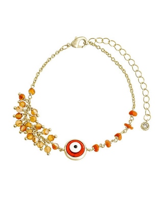 Pulsera con piedra natal Protección acabado baño de oro 14 K