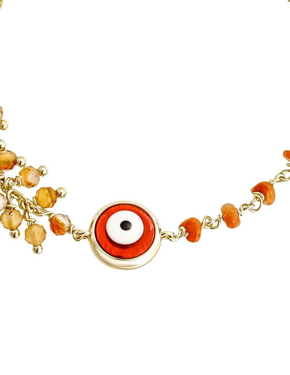 Pulsera con piedra natal Protección acabado baño de oro 14 K 2
