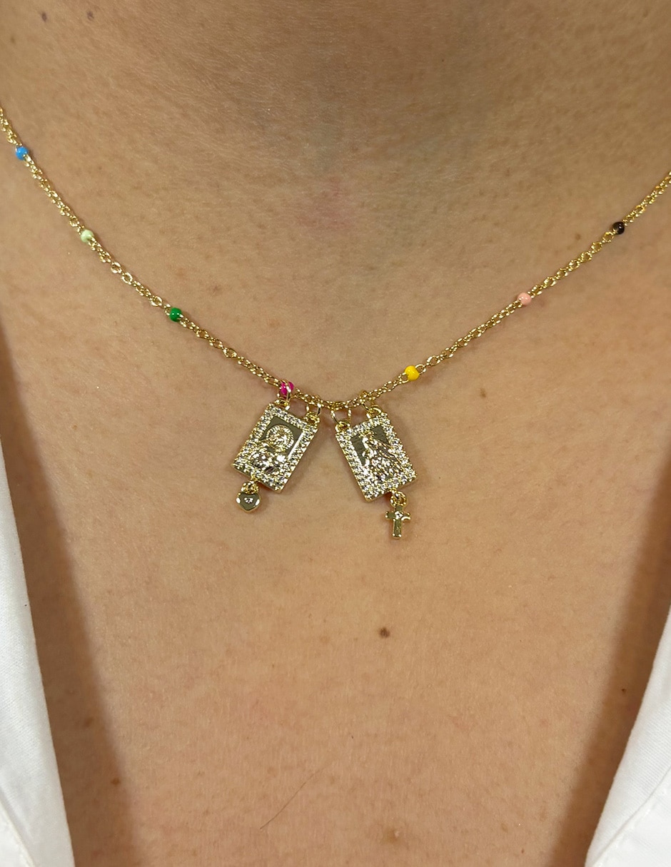 Collar  Religiosos de baño de oro 14 K 3