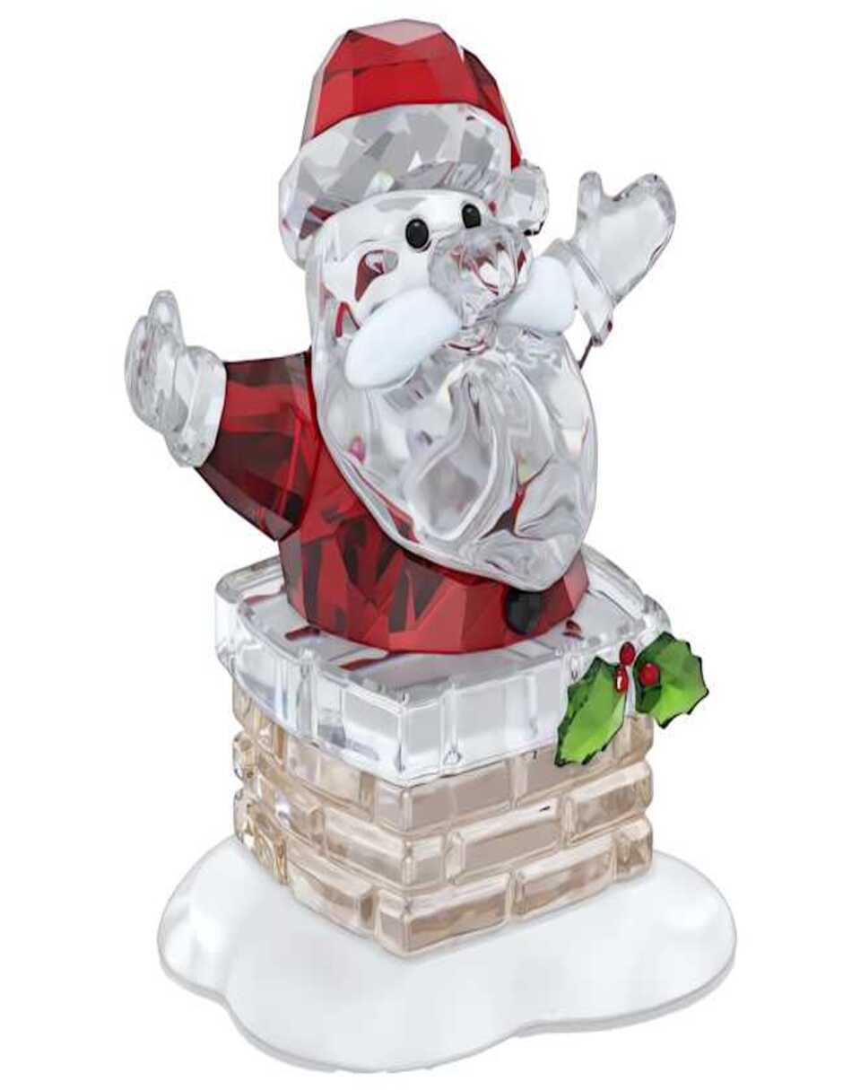 Figura decorativa navideña de Santa Claus Holiday Cheers de cristal y metal 3