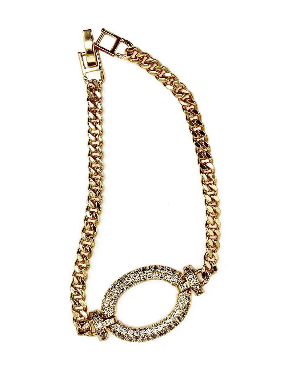 Pulsera de oro laminado con zirconia 8 K acabado brillante 3