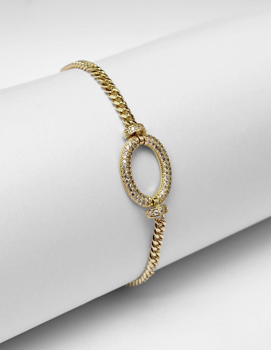 Pulsera de oro laminado con zirconia 8 K acabado brillante 5