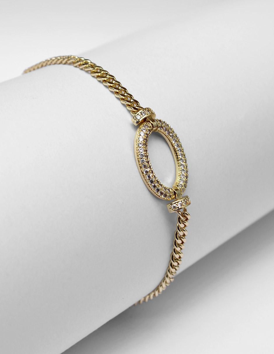 Pulsera de oro laminado con zirconia 8 K acabado brillante 6