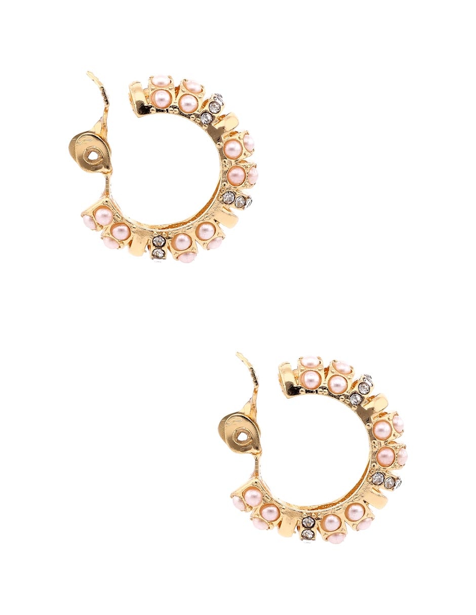 Aretes de aro con acabado pavé perla 3