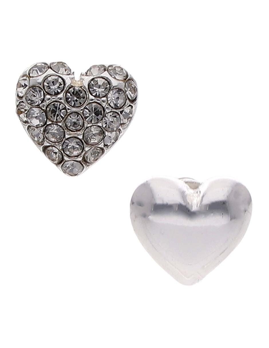 Set de aretes de corazón con acabado pavé