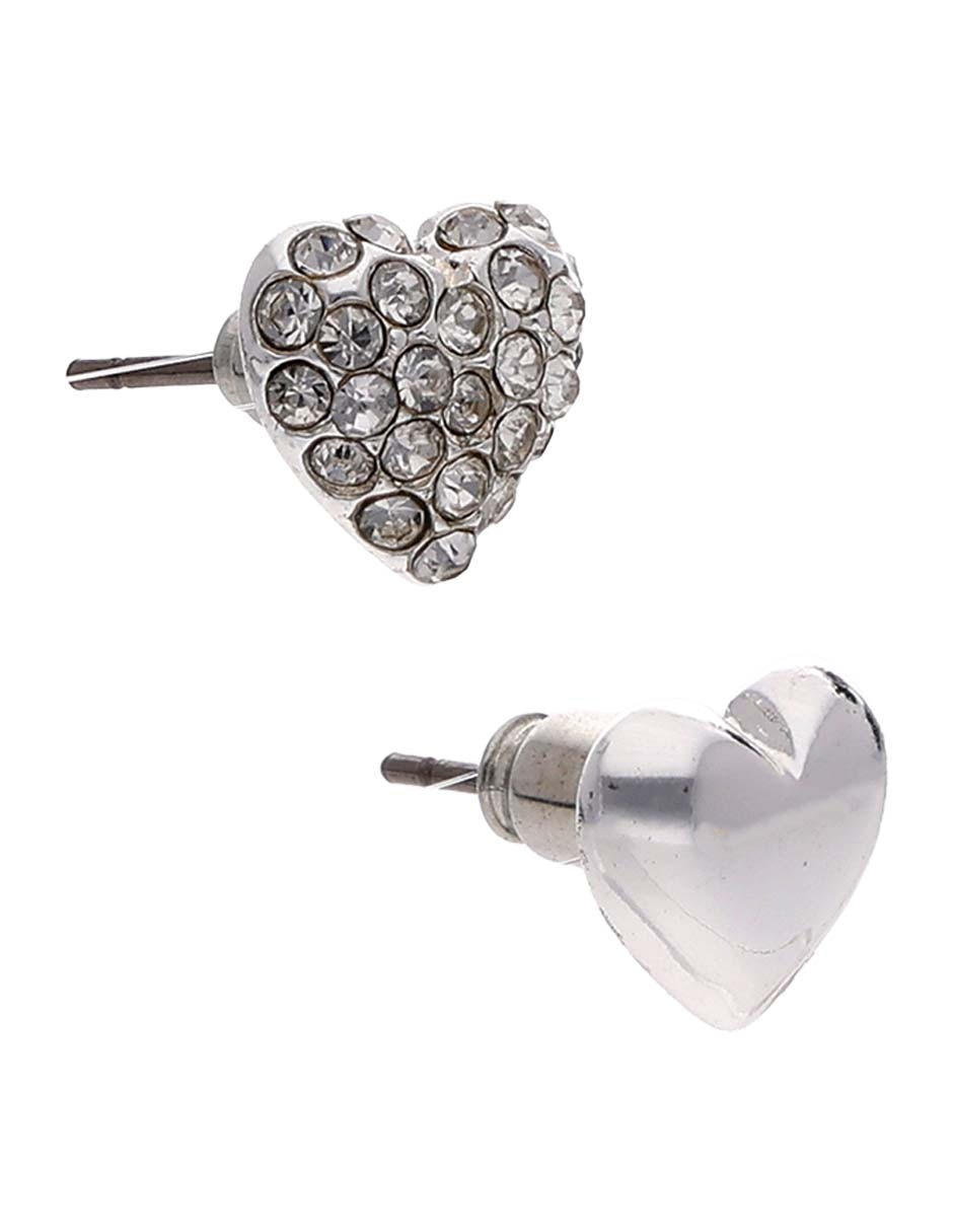 Set de aretes de corazón con acabado pavé 2