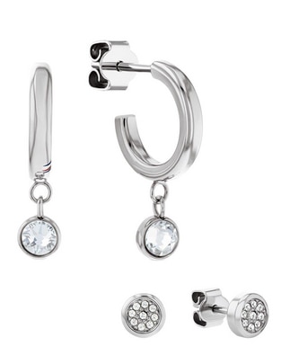 Set de aretes con acabado brillante cristal Set de aretes con acabado brillante cristal