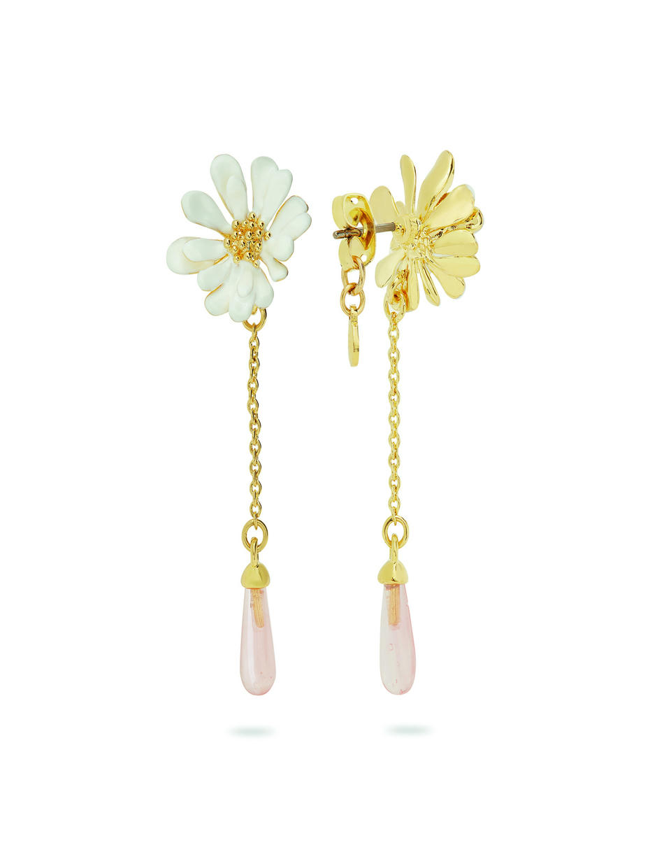 Aretes de flor con acabado baño de oro cristal