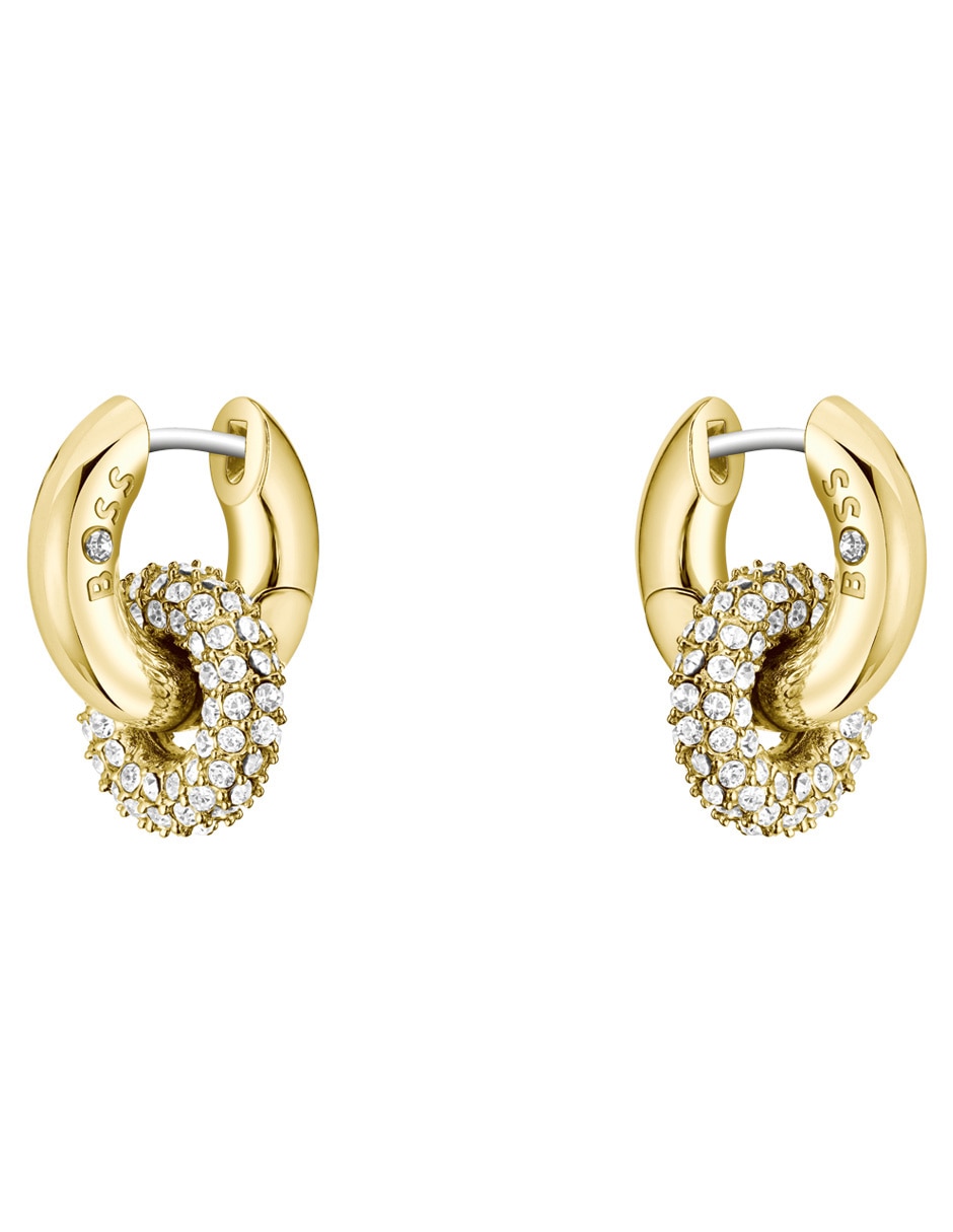 Aretes de aro con acabado brillante cristal 2