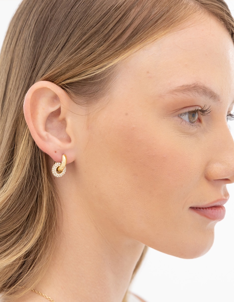 Aretes de aro con acabado brillante cristal 4