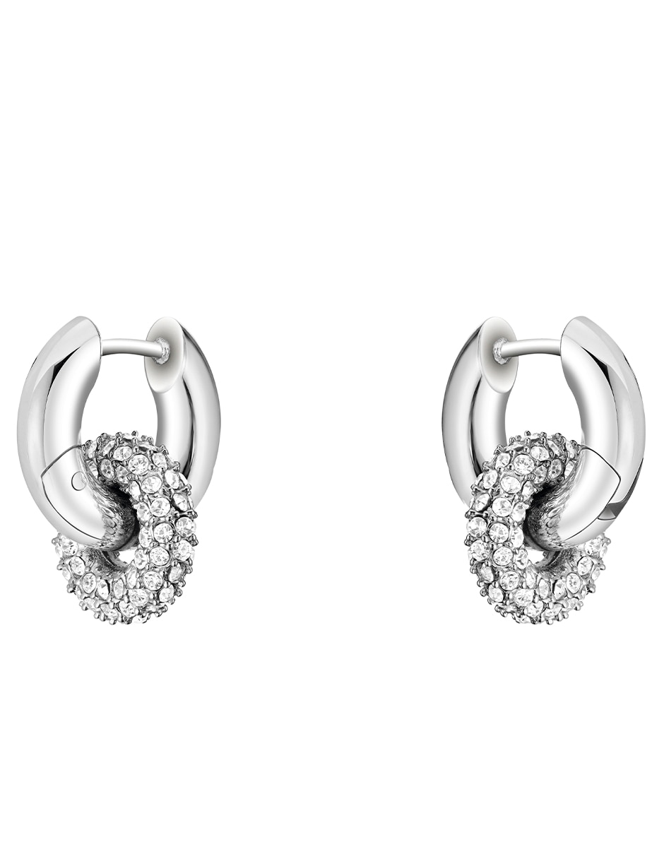 Aretes redondos con acabado brillante cristal 2