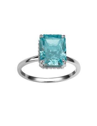 Anillo con gema rectangular Luxury P 925 de plata zirconia pulido Anillo con gema rectangular Luxury P 925 de plata zirconia pulido