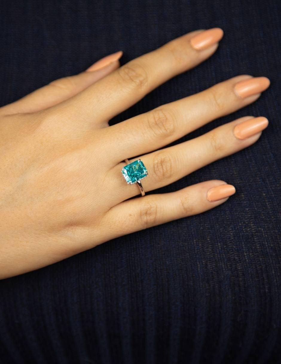 Anillo con gema rectangular Luxury P 925 de plata zirconia pulido