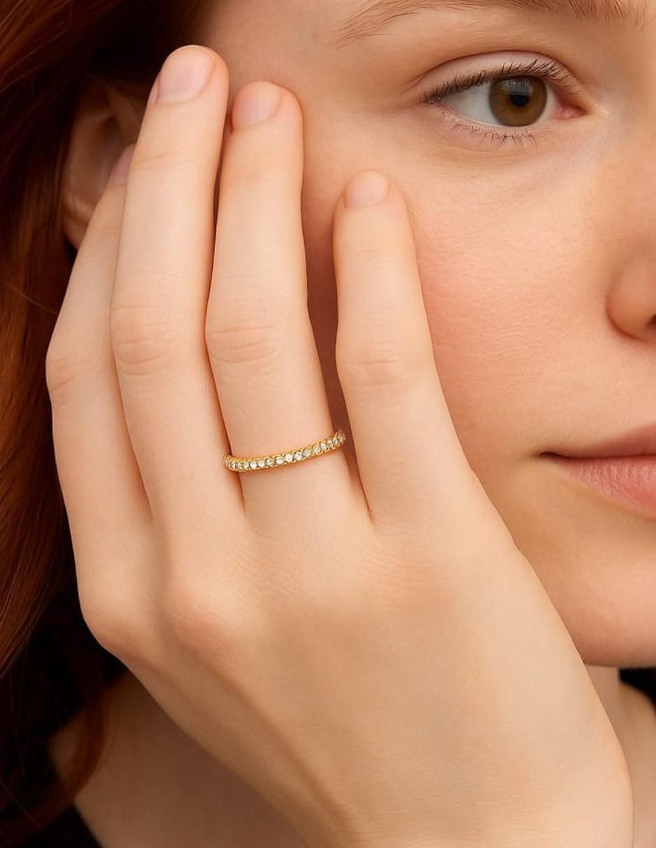 Anillo multi gemas circular 14 k de oro amarillo zirconia pulido
