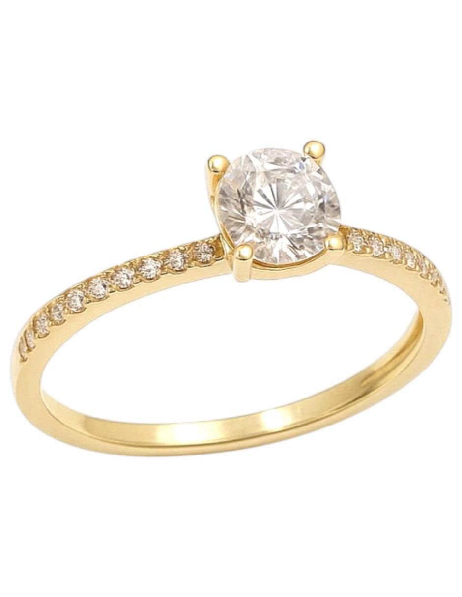 Anillo multi gemas circular 14 k de oro amarillo zirconia pulido