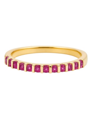 Anillo multi gemas circular 14 k de oro amarillo zirconia pulido Anillo multi gemas circular 14 k de oro amarillo zirconia pulido