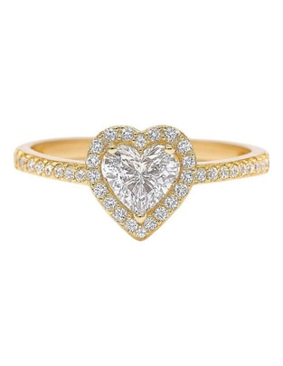 Anillo multi gemas de corazón 14 k de oro amarillo zirconia pulido Anillo multi gemas de corazón 14 k de oro amarillo zirconia pulido