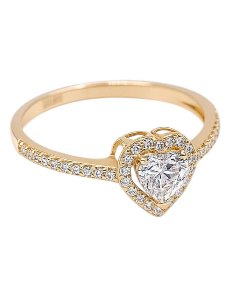 Anillo multi gemas de corazón 14 k de oro amarillo zirconia pulido 5