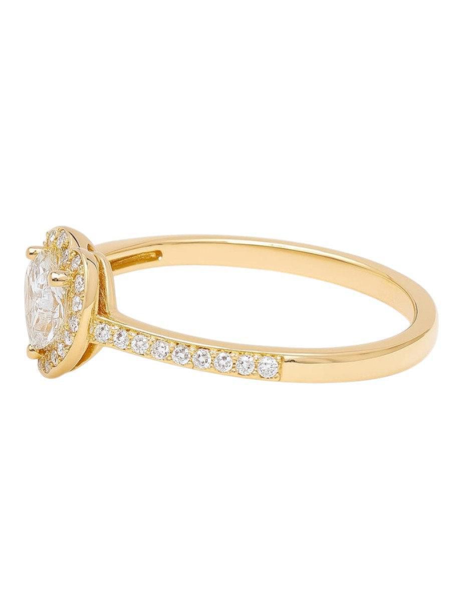Anillo multi gemas de corazón 14 k de oro amarillo zirconia pulido