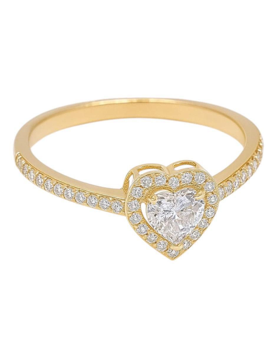 Anillo multi gemas de corazón 14 k de oro amarillo zirconia pulido