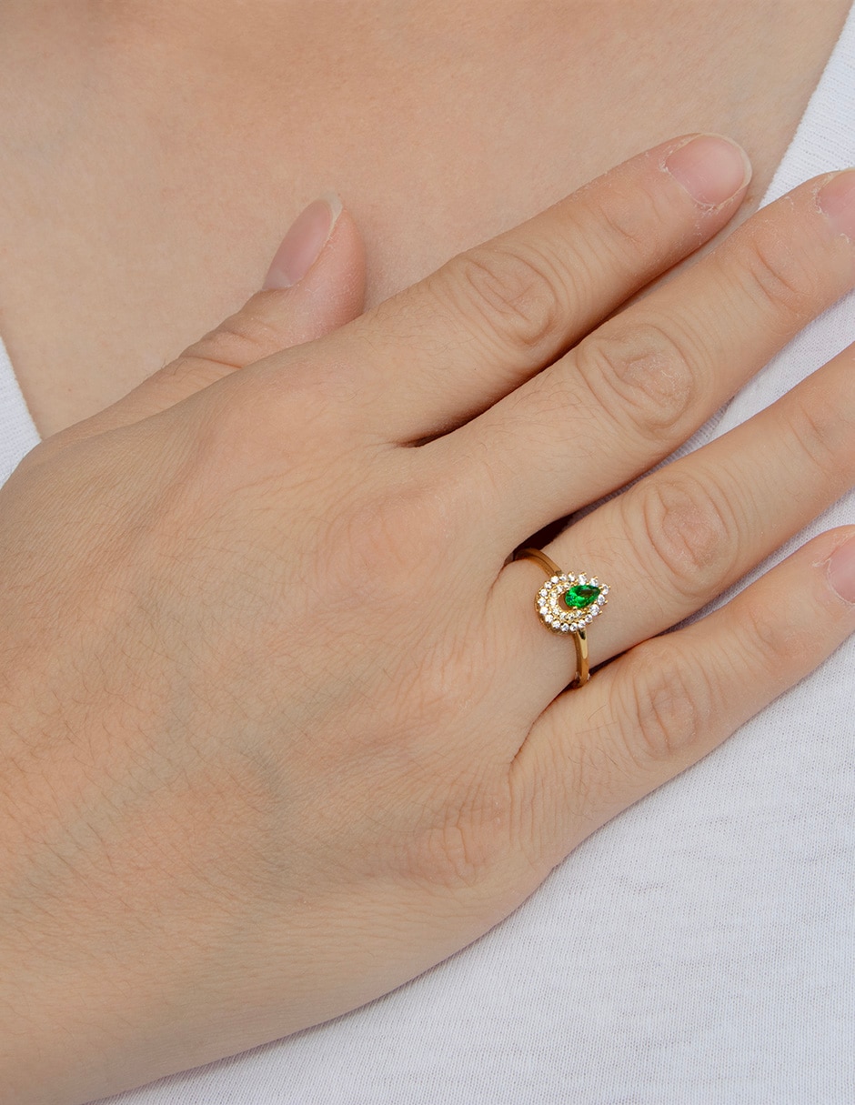 Anillo de gota Carré P 925 de plata zirconia pavé Anillo de gota Carré P 925 de plata zirconia pavé