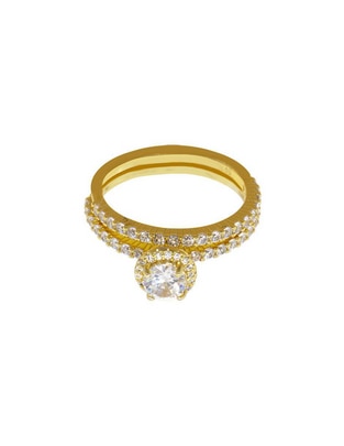 Set anillo circular carré forever us p 925 de plata zirconia pavé