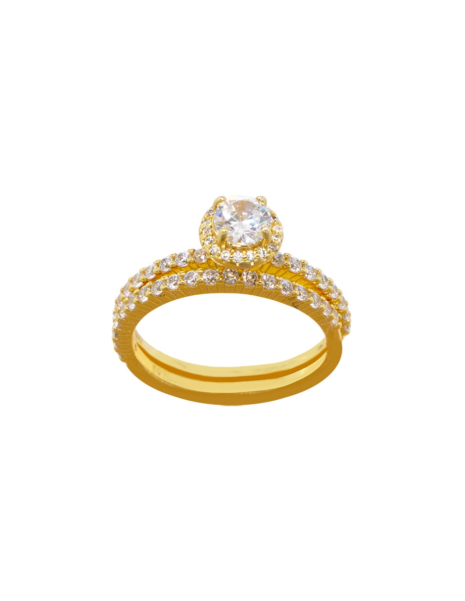 Set anillo circular carré forever us p 925 de plata zirconia pavé