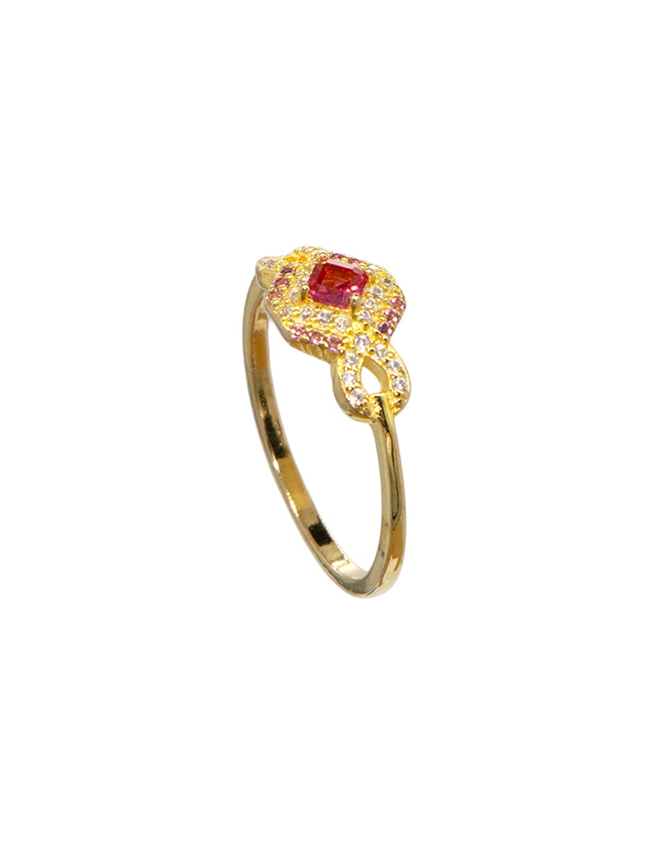 Anillo circular carré p 925 de plata zirconia pavé