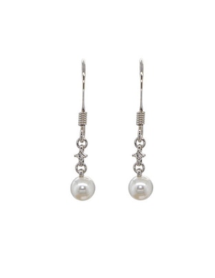 Aretes de círculo Carré con acabado baño rodio perla 1