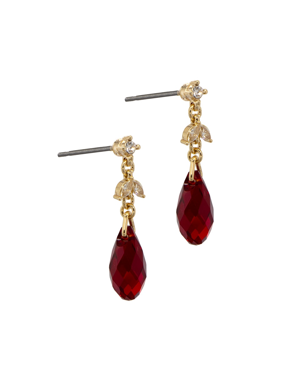 Aretes de gota Carré con acabado pavé cristal 2