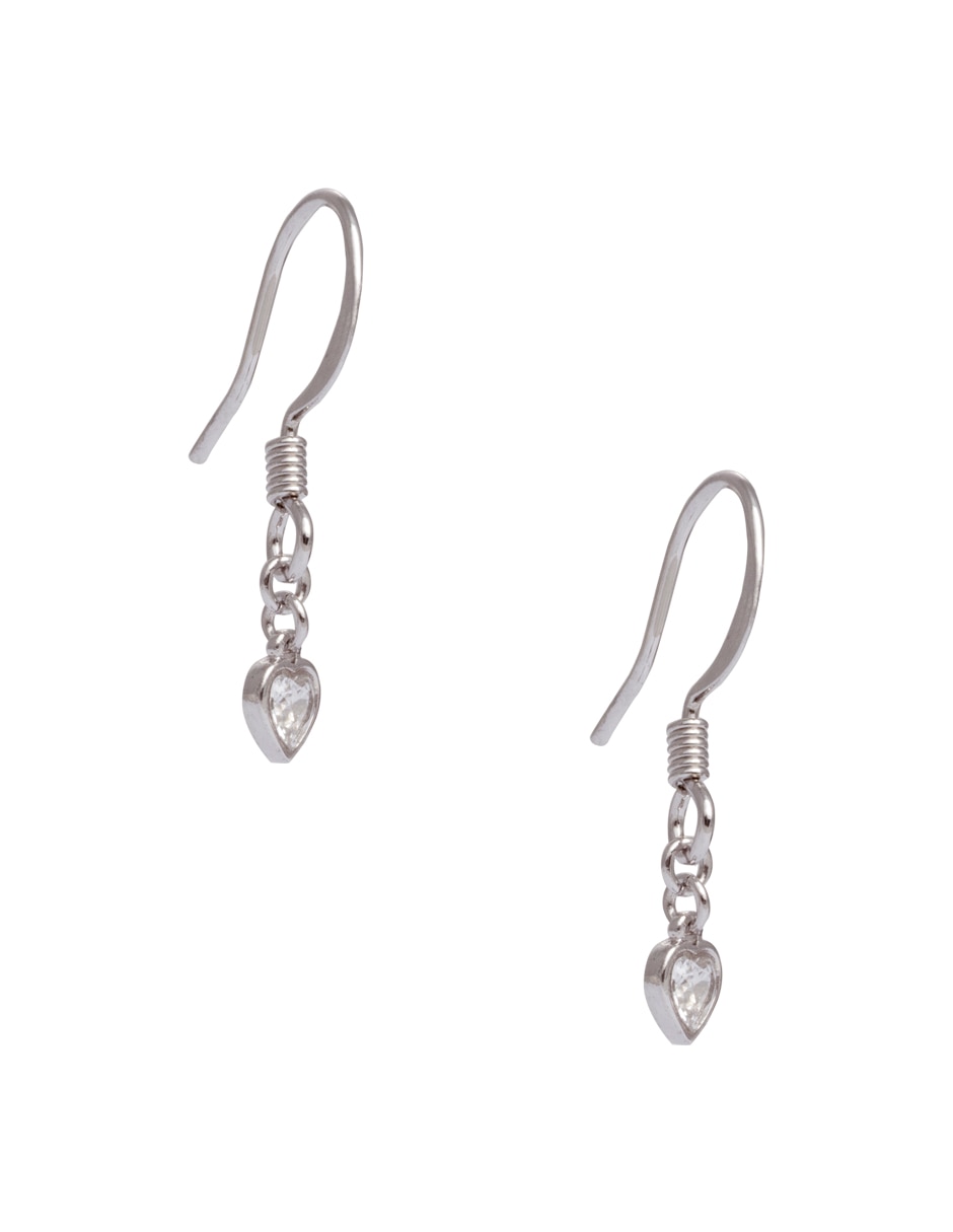 Aretes de corazón mossimo con acabado baño rodio zirconia