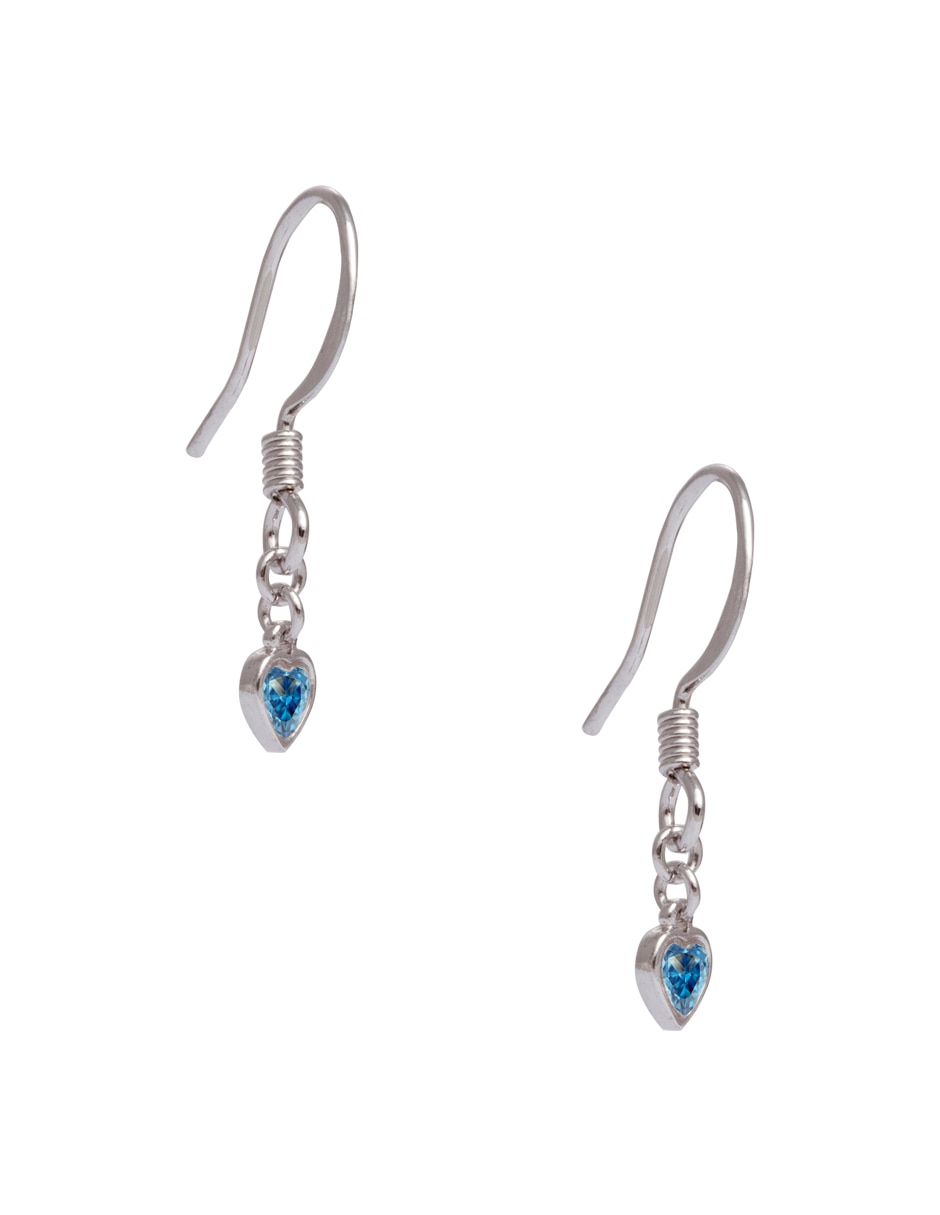 Aretes de corazón mossimo con acabado baño rodio zirconia cúbica