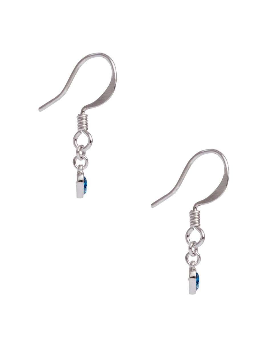 Aretes de corazón mossimo con acabado baño rodio zirconia cúbica