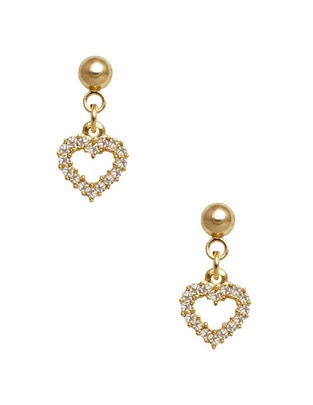 Aretes cortos de corazón con acabado pave cristal 1