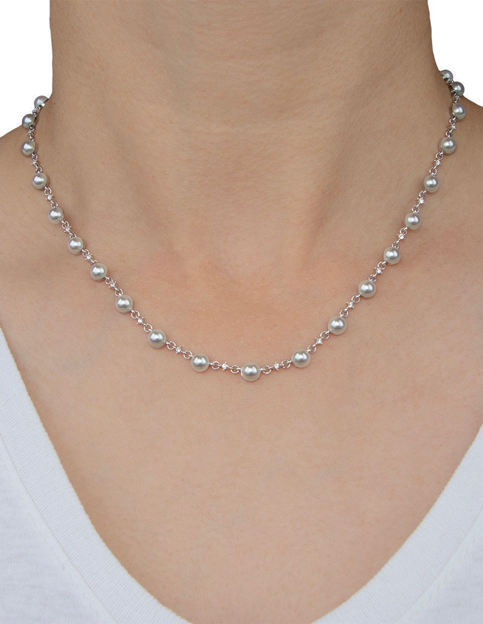 Collar Carré Perlas Brillantes