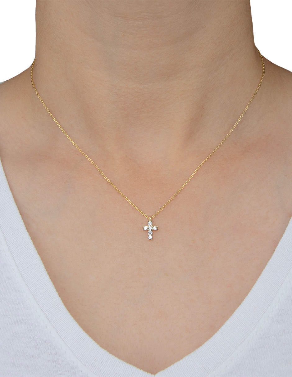 Collar con dije de cruz artre de plata p 925